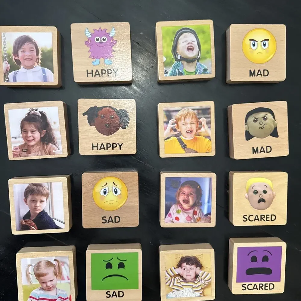 Excellerations Learning Emotions Blocks Set Of 16 Happy Sad Mad Scared 3 X3 In